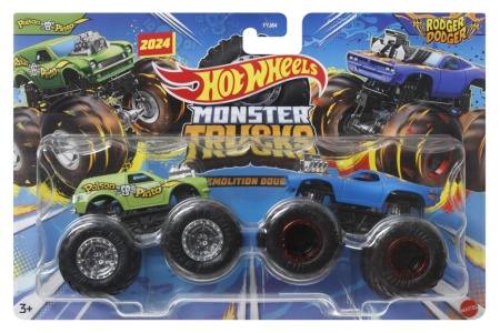 HOT WHEELS MONSTER TRUCK SET 2 MASINI RODGER DODGER SI POISON PINTA SCARA 1 LA 64