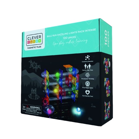 Joc magnetic Circuit cu bile luminoase 100 piese, Cleverclixx