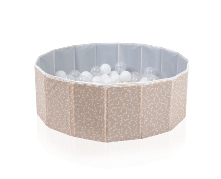 Piscina uscata pliabila cu bile, BabyJem, 30x83 cm, 100 bile albe, somon