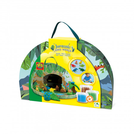 Set creativ pentru copii - Lumea dinozaurilor din plastilina (geanta tematica)