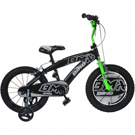 Bicicleta copii Dino Bikes 14&#039; BMX negru si verde - Img 1