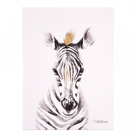 Pictura in ulei Childhome 30x40 cm, Zebra cu detalii aurii - Img 1
