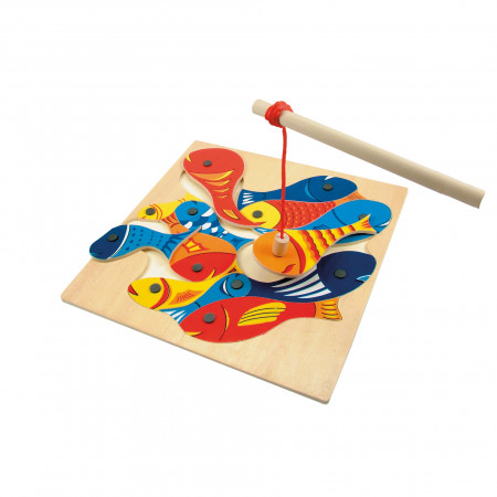 Puzzle din lemn - Joc magnetic de pescuit