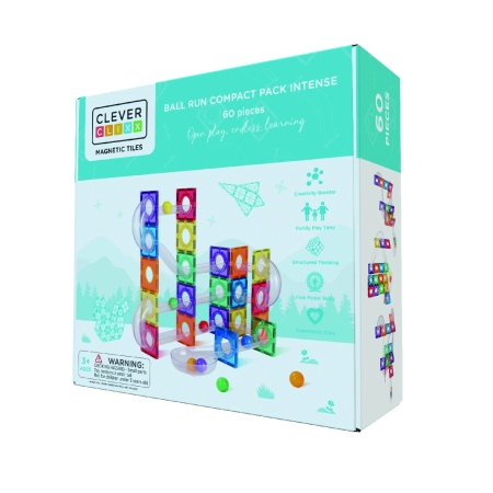 Set magnetic Circuit cu bile Compact 60 Piese, Cleverclixx