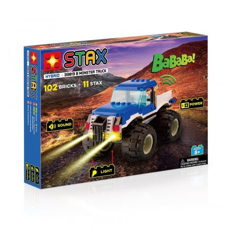 Jucarie Stax Monster truck + Set constructie cu lumini si sunete