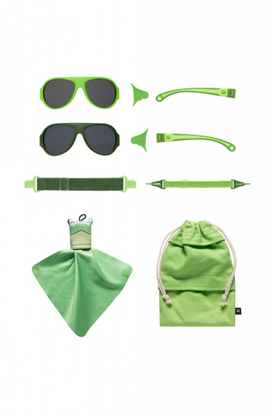 Ochelari de soare pentru copii MOKKI Click &amp; Change, protectie UV, verde, 2-5 ani, set 2 perechi