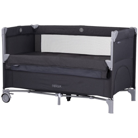 Patut pliabil Chipolino Relax anthracite linen cu laterala culisanta - Img 1