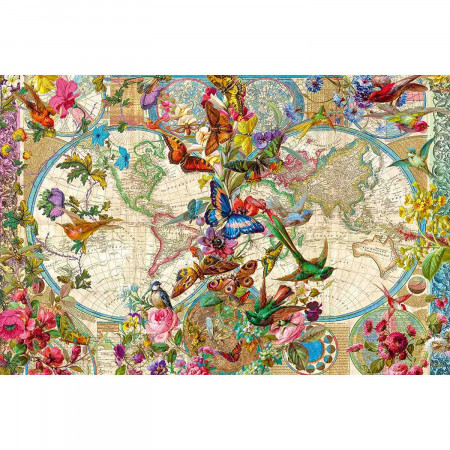 Puzzle Harta Lumii Cu Fauna Si Flora, 3000 Piese - Img 1