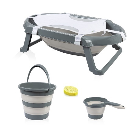 Set cadita pliabila de baie Babyjem, 5 piese, antracit