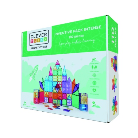 Set magnetic de construit Inventiv 110 piese, Cleverclixx
