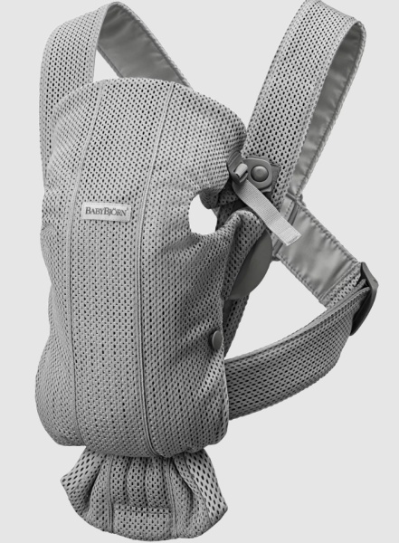 Babybjorn - Marsupiu anatomic Mini, cu multiple pozitii de purtare, Grey, 3D Mesh