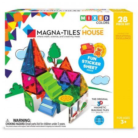 MAGNA-TILES House, set magnetic cu autocolante, 28 piese