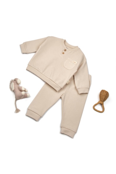 Set bluzita si pantaloni COOL cu buzunar - Stone, BabyCosy