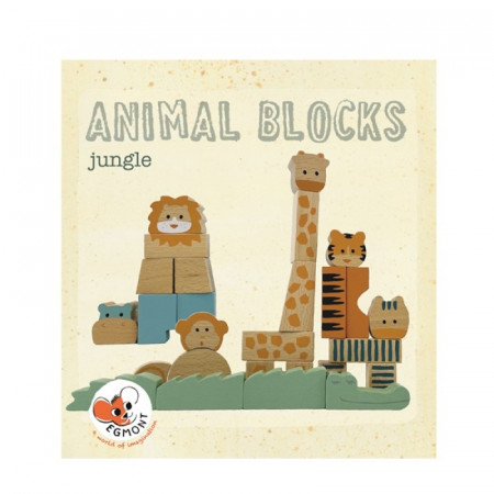 Animalele junglei din cuburi de lemn natur, Egmont toys