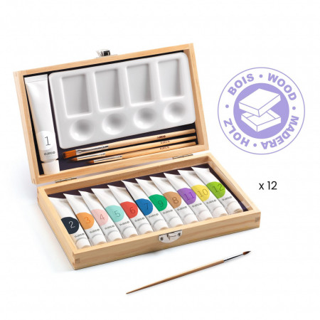 Cutia artistului cu 12 tuburi culori guase, Djeco