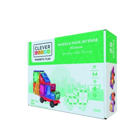 Joc magnetic de construit cu set de roti 25 piese, Cleverclixx