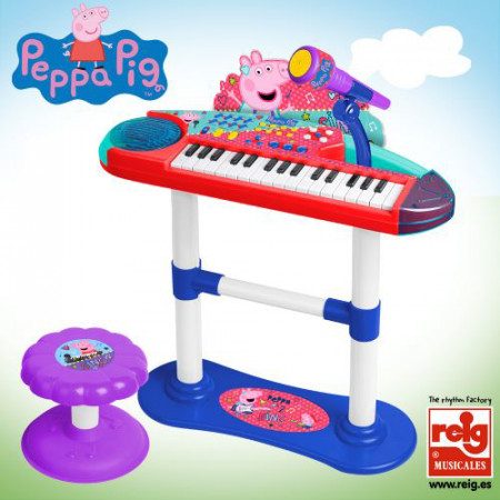 Keyboard electronic cu microfon si scaunel Peppa Pig - Img 1