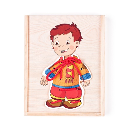 Puzzle din lemn - Imbraca baietelul