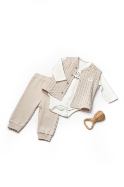 Set 3 piese: body, pantaloni si vestuta TeddyBear, BabyCosy, 100% bumbac