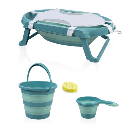 Set cadita pliabila de baie Babyjem, 5 piese, turcoaz