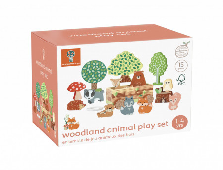 Set cu piese din lemn animale de padure, Orange Tree Toys