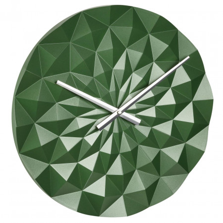 Ceas geometric de precizie, analog, de perete, creat de designer, model DIAMOND, verde metalic, TFA 60.3063.04 - Img 1