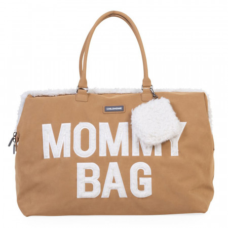 Geanta de infasat Childhome Mommy Bag, aspect piele intoarsa Bej - Img 1