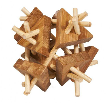 Joc logic IQ din lemn bambus Sticks&amp;triangles