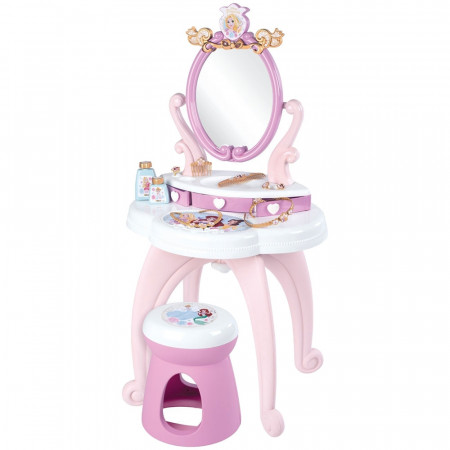 Jucarie Smoby Masuta de machiaj Disney Princess 2 in 1 roz cu accesorii - Img 1