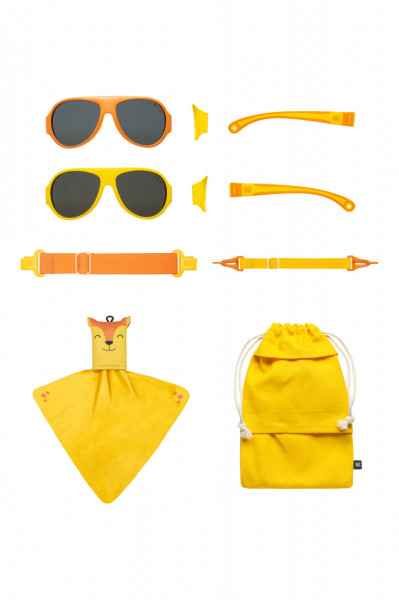 Ochelari de soare pentru copii MOKKI Click &amp; Change, protectie UV, galben, 2-5 ani, set 2 perechi