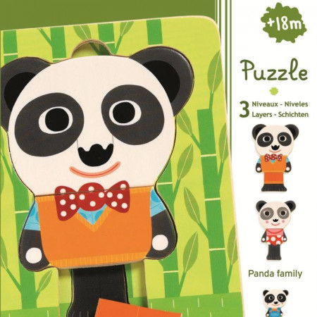 Puzzle straturi Djeco familia de panda - Img 1