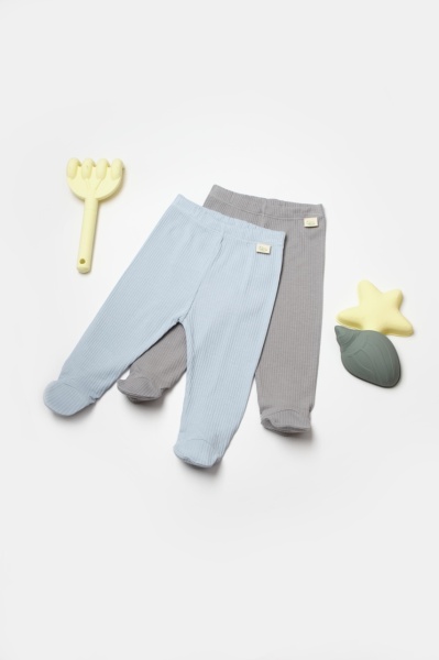 Set 2 pantaloni cu botosei Bamboo, blue, BabyCosy, 50%bumbac+50% bambus