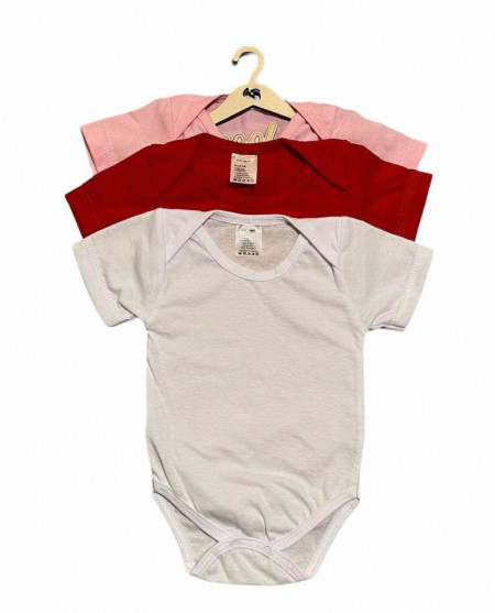 Set 3 body-uri din bumbac cu maneca scurta color mix 1