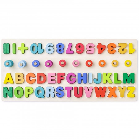 Jucarie din lemn - Tabla didactica cu cifre si litere