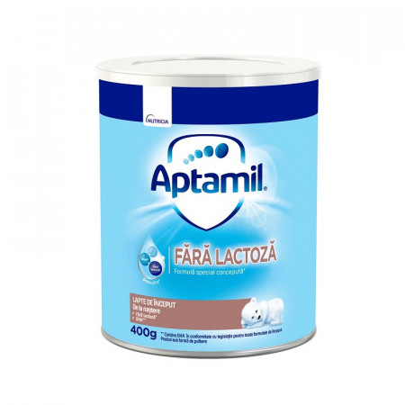 Lapte praf Nutricia, Aptamil fara lactoza, 400g, 0luni+
