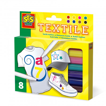 Markere de copii pentru colorat materiale textile, 8 bucati