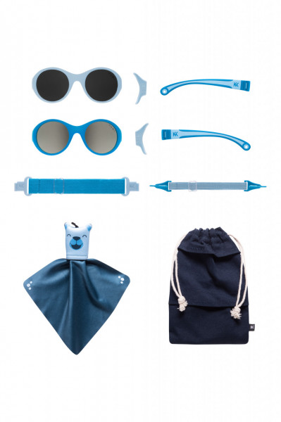 Ochelari de soare pentru copii MOKKI Click &amp; Change, protectie UV, bleu, 0-2 ani, set 2 perechi
