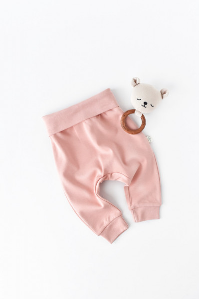 Pantaloni Bebe Unisex din bumbac organic Roz pudra BabyCosy
