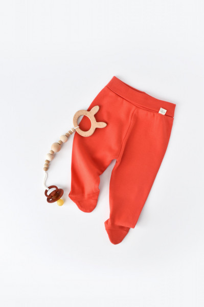 Pantaloni cu Botosei - Bumbac organic Caramiziu BabyCosy