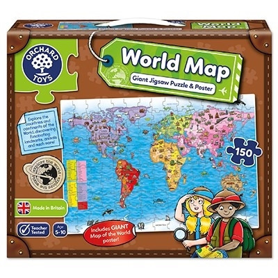 Puzzle si poster Harta lumii (limba engleza 150 piese) WORLD MAP PUZZLE & POSTER