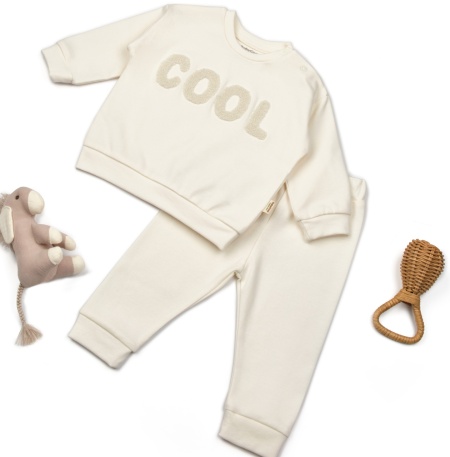 Set bluzita si pantaloni COOL - Ecru, BabyCosy