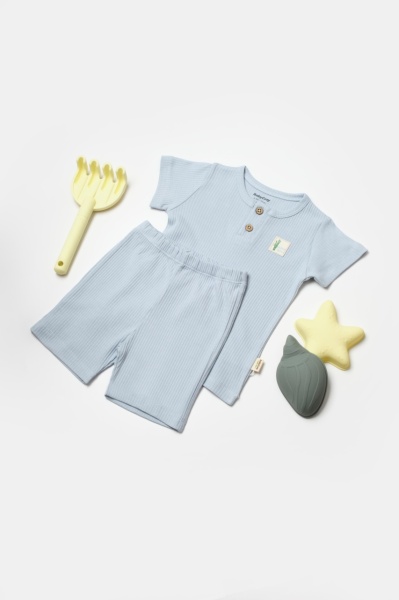 Set tricou cu pantaloni Bamboo, blue, BabyCosy, 50%bumbac+50% bambus