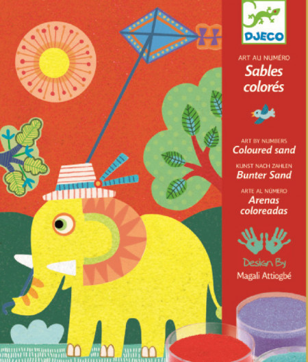 Nisip colorat Djeco Animale pentru copii