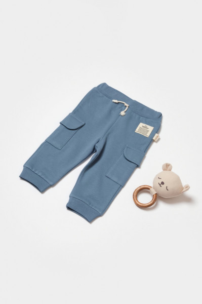 Pantaloni cu buzunare laterale, Two thread, 100%bumbac organic - Indigo, BabyCosy
