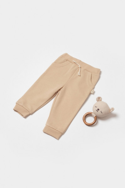 Pantaloni lungi, Two thread, 100%bumbac organic - Stone, BabyCosy