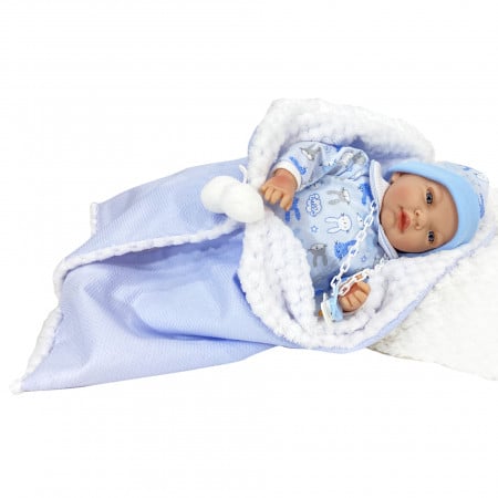 Papusa Nines DOnil, Nana, nou-nascut, cu sunete, cu haine albastre, cu miros de vanilie, 45 cm