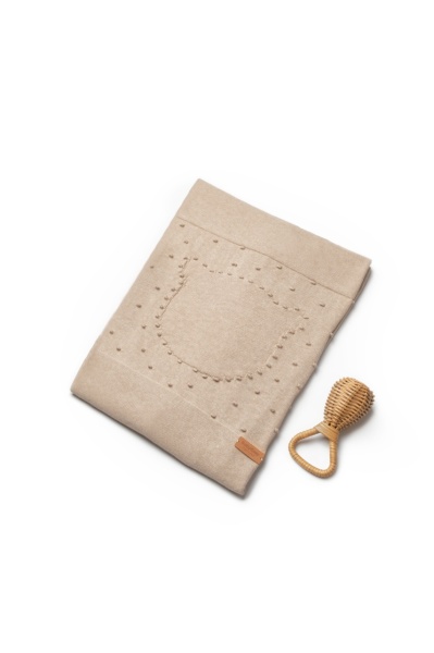 Paturica cu ursulet pentru nou nascut, 100% bumbac organic, TeddyBear, BabyCosy, maro