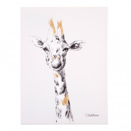 Pictura in ulei Childhome 30x40 cm, Girafa cu detalii aurii - Img 1
