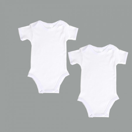 Set 2 body-uri din bumbac albe cu maneca scurta