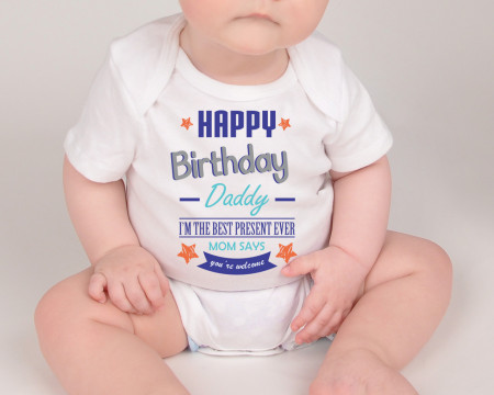 Body Bebe Personalizat "Body Bebe "Happy birthday daddy"" Drool